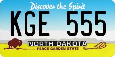 ND license plate KGE555