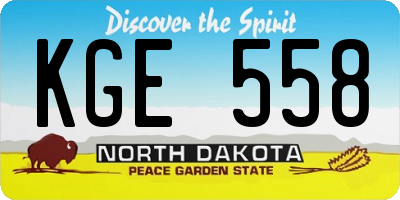 ND license plate KGE558