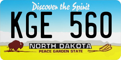 ND license plate KGE560
