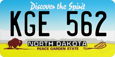 ND license plate KGE562