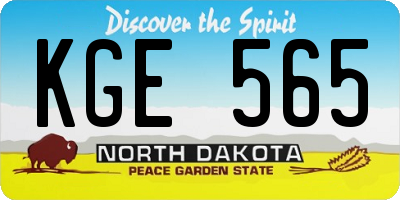 ND license plate KGE565