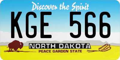 ND license plate KGE566