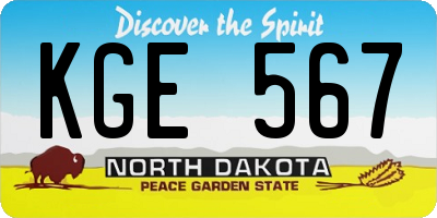 ND license plate KGE567