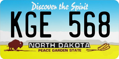 ND license plate KGE568