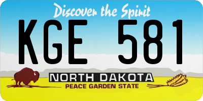 ND license plate KGE581