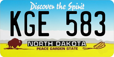 ND license plate KGE583