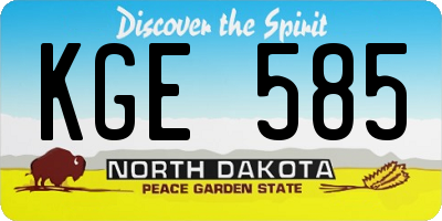 ND license plate KGE585