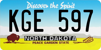 ND license plate KGE597