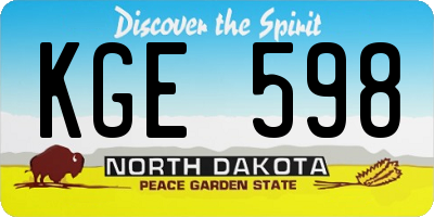 ND license plate KGE598