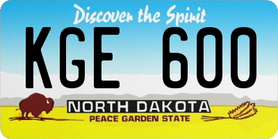 ND license plate KGE600
