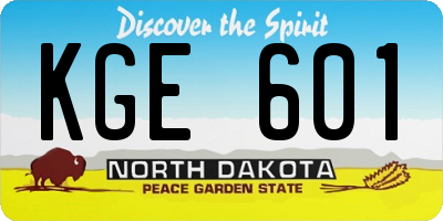 ND license plate KGE601