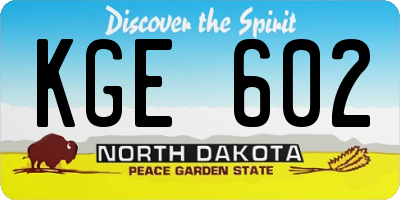 ND license plate KGE602