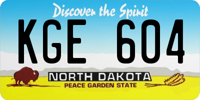 ND license plate KGE604