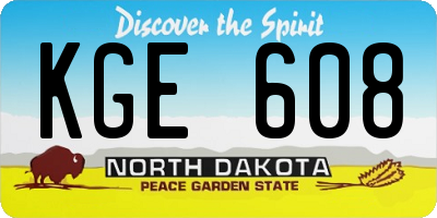 ND license plate KGE608