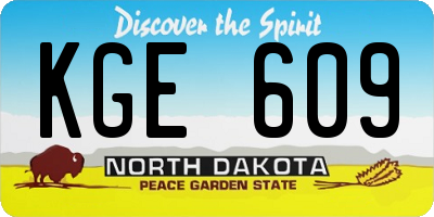 ND license plate KGE609