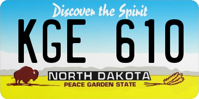 ND license plate KGE610