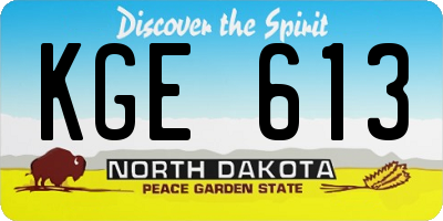 ND license plate KGE613