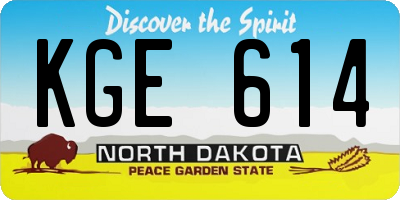 ND license plate KGE614