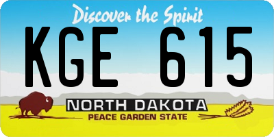 ND license plate KGE615