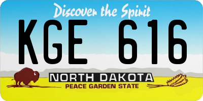 ND license plate KGE616