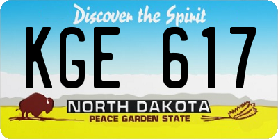 ND license plate KGE617