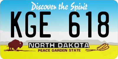 ND license plate KGE618