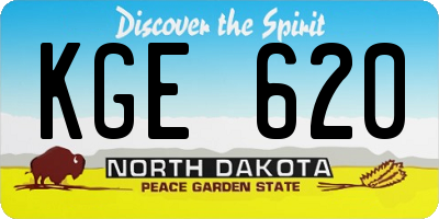 ND license plate KGE620