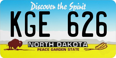 ND license plate KGE626