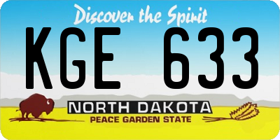 ND license plate KGE633