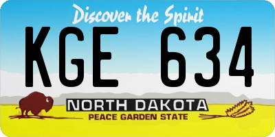 ND license plate KGE634