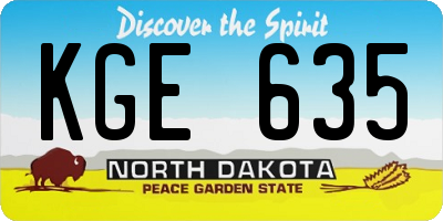 ND license plate KGE635