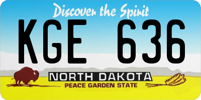 ND license plate KGE636