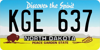 ND license plate KGE637