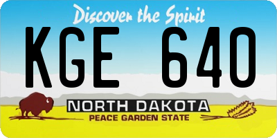 ND license plate KGE640