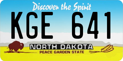 ND license plate KGE641