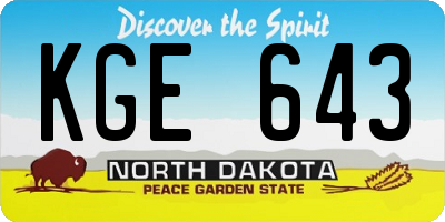 ND license plate KGE643