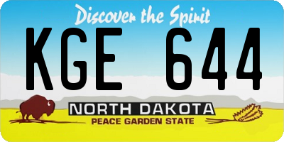ND license plate KGE644