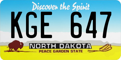 ND license plate KGE647