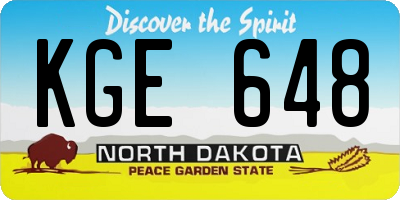 ND license plate KGE648