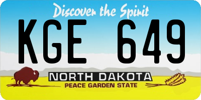 ND license plate KGE649