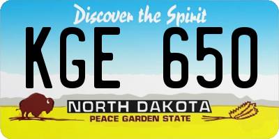 ND license plate KGE650