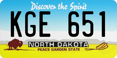 ND license plate KGE651
