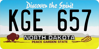 ND license plate KGE657