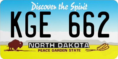ND license plate KGE662