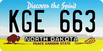 ND license plate KGE663