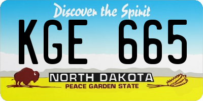 ND license plate KGE665