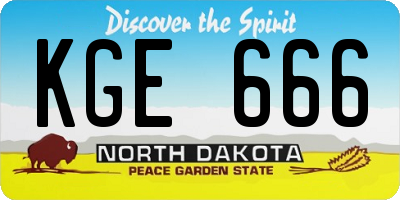 ND license plate KGE666