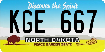 ND license plate KGE667