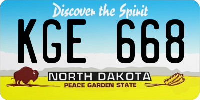 ND license plate KGE668