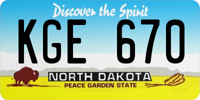 ND license plate KGE670